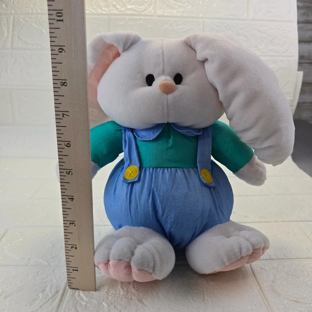 Gibson Greetings 1994 Vintage Bunny Plush Toy White Blue Overalls 9 Inch Retro